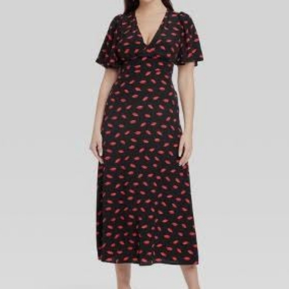 a new day Dresses & Skirts - a new day Black and Red Lips Dress NWOT